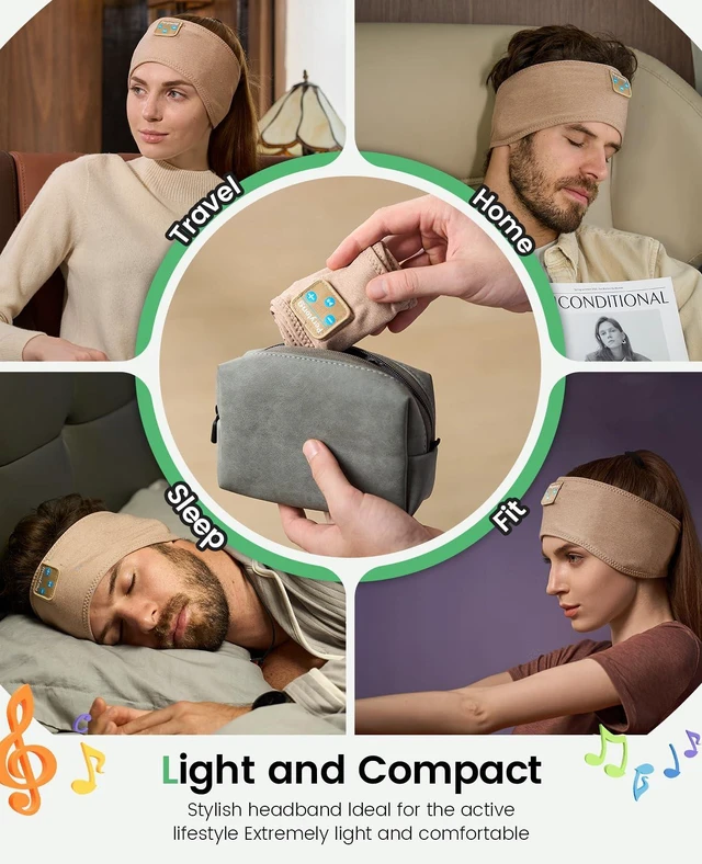 Alt view image 7 of 7 - Bluetooth Headphones Headband, Sleep Headphones Bluetooth 5.4 Headband for Side Sleepers, Reduce Snoring Disturbance for Sleeping, Wireless Headphone for Workout Running Cool Gadgets Unique Gifts