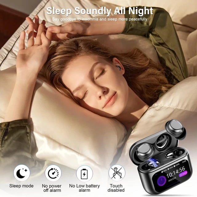 Alt view image 2 of 7 - Sleep Earbuds Bluetooth 5.4 in Ear Touch Screen with Sleep Mode
