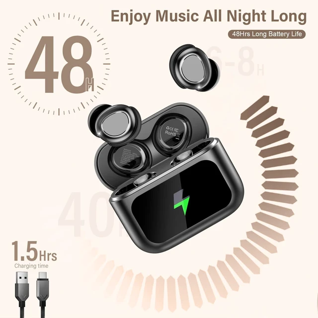 Alt view image 4 of 7 - Sleep Earbuds Bluetooth 5.4 in Ear Touch Screen with Sleep Mode