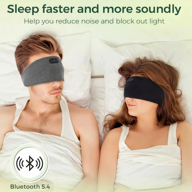 Alt view image 6 of 7 - Bluetooth Sleep Headphones Sleep Mask Sleep Headphones,Ultra-Soft Wireless Headband Bluetooth for Side Sleepers, with 14H Playtime & Bluetooth 5.4, 4-in-1 Music Sleep Earphones (Black&Grey)