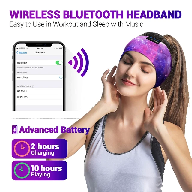 Alt view image 3 of 7 - LC-dolida Sleep Headphones Bluetooth Headband