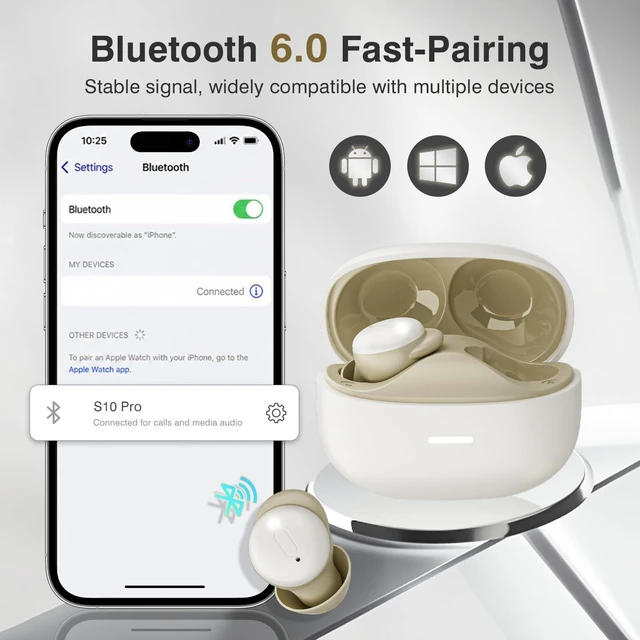 Alt view image 6 of 7 - Sleep Earbuds for Side Sleepers with White Noise & Sleep Mode, ANC Noise Canceling Headphones for Sleeping, Ultra-Long Battery Mini Invisible Earbuds, Bluetooth 6.0 with Translation Function, Black