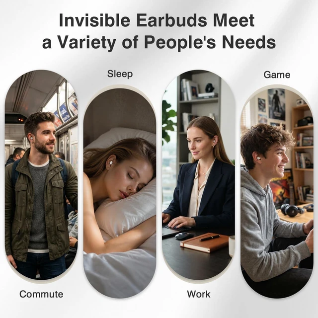 Alt view image 7 of 7 - Sleep Earbuds for Side Sleepers with White Noise & Sleep Mode, ANC Noise Canceling Headphones for Sleeping, Ultra-Long Battery Mini Invisible Earbuds, Bluetooth 6.0 with Translation Function, Black