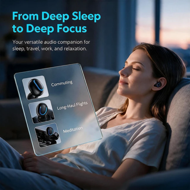 Alt view image 7 of 7 - Sleep Invisible Wireless Noise Cancelling Earbuds for Side Sleepers