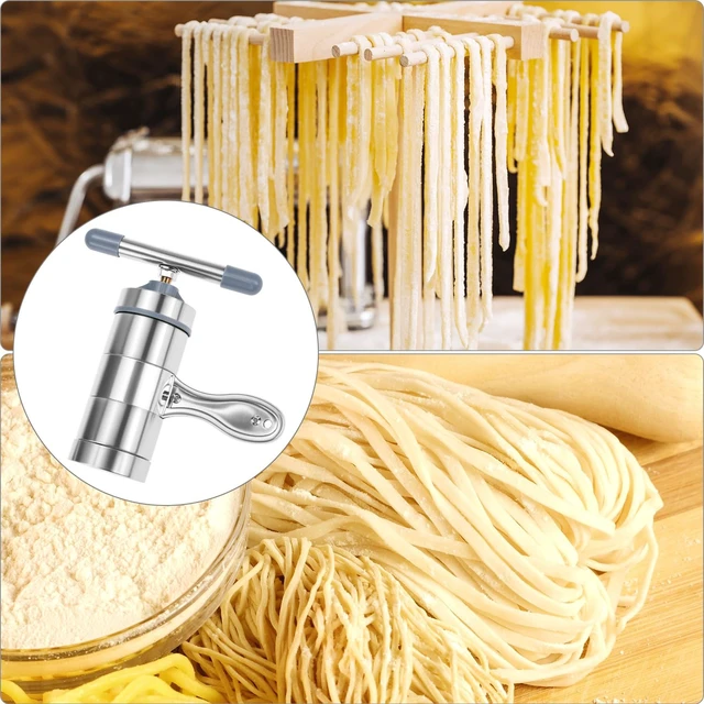 Alt view image 7 of 7 - QWORK Stainless Steel Noodle Maker, Manual Pasta Machine with 5 Noodle Moulds, Pasta Press Noodle Machine