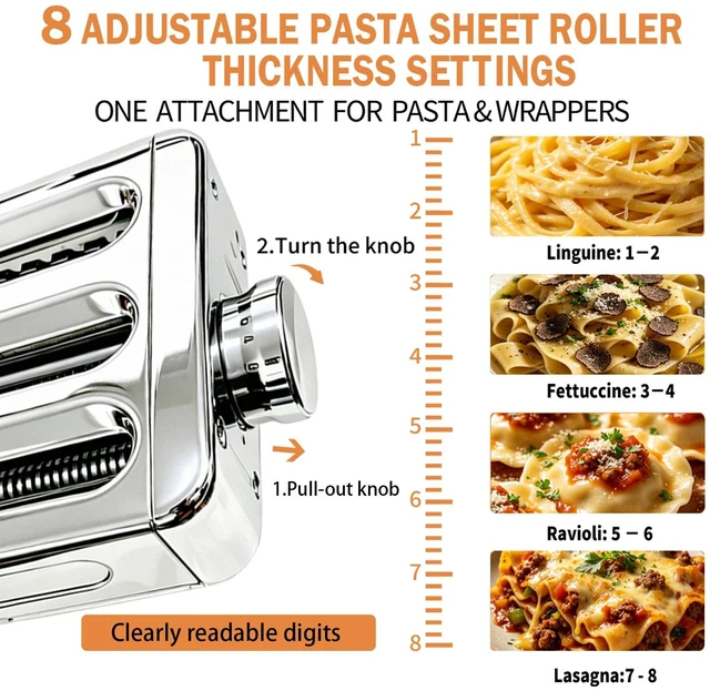 Alt view image 3 of 7 - Metal Pasta Maker Attachment for KitchenAid Stand Mixer, Roller & Cutter