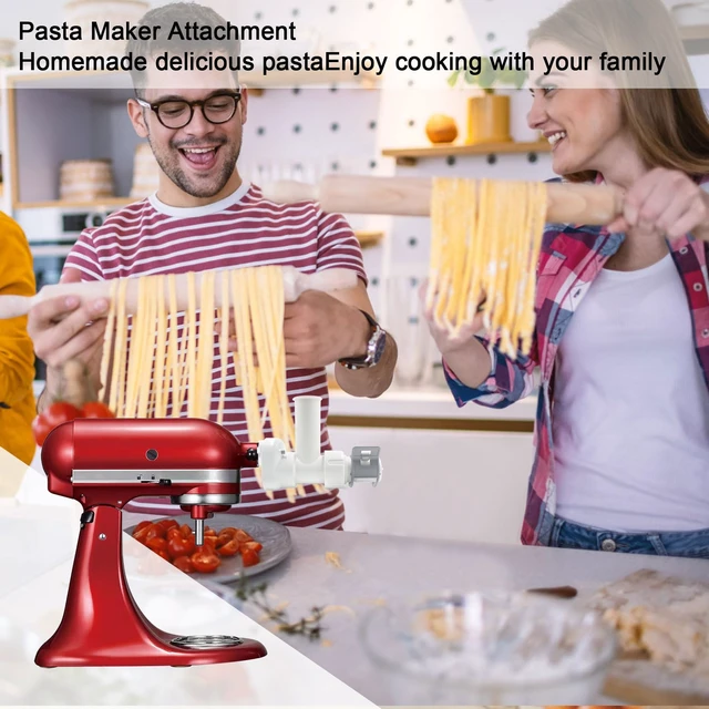 Alt view image 2 of 7 - Pasta Maker Attachment for Kitchen aid Stand Mixers with 6 Interchangeable Different Shapes of Pasta Outlet and Cleaning Brush, Durable Pasta Press Attachments (White)