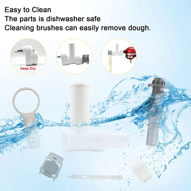 Alt view image 4 of 7 - Pasta Maker Attachment for Kitchen aid Stand Mixers with 6 Interchangeable Different Shapes of Pasta Outlet and Cleaning Brush, Durable Pasta Press Attachments (White)