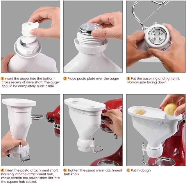 Alt view image 7 of 7 - Pasta Maker Attachment for KitchenAid Stand Mixer with 6 Shaping Discs