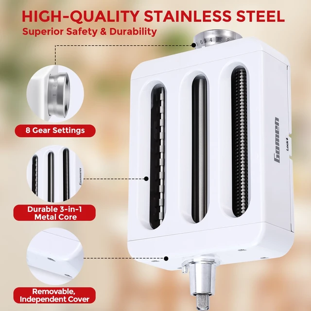 Alt view image 2 of 7 - Pasta Maker Attachment For KitchenAid Mixer, 3 In 1 Roller & Cutter Set