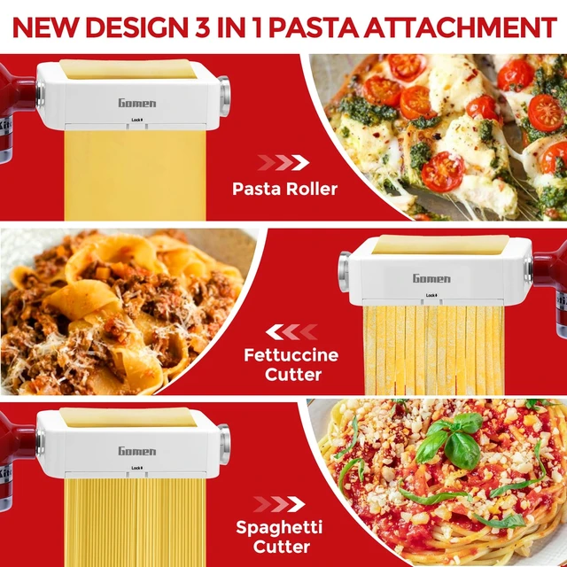 Alt view image 4 of 7 - Pasta Maker Attachment For KitchenAid Mixer, 3 In 1 Roller & Cutter Set
