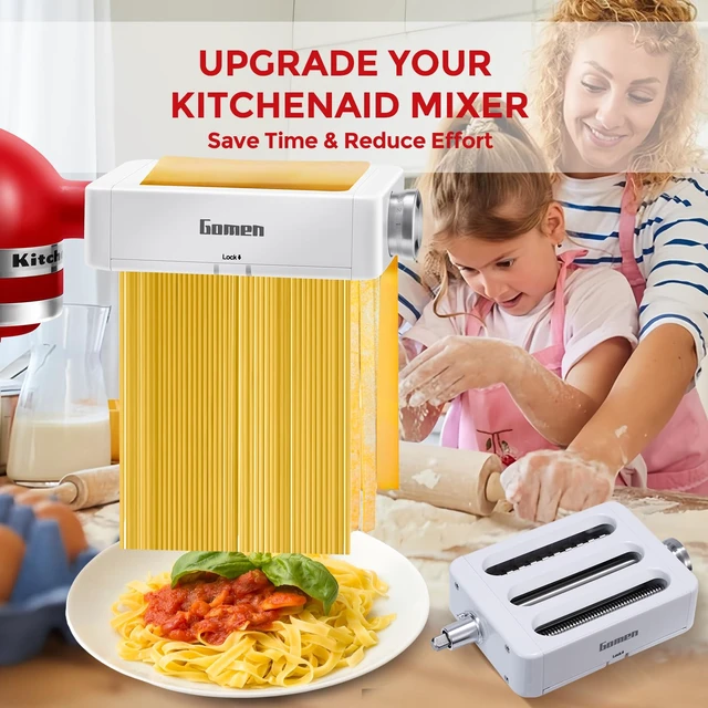 Alt view image 5 of 7 - Pasta Maker Attachment For KitchenAid Mixer, 3 In 1 Roller & Cutter Set