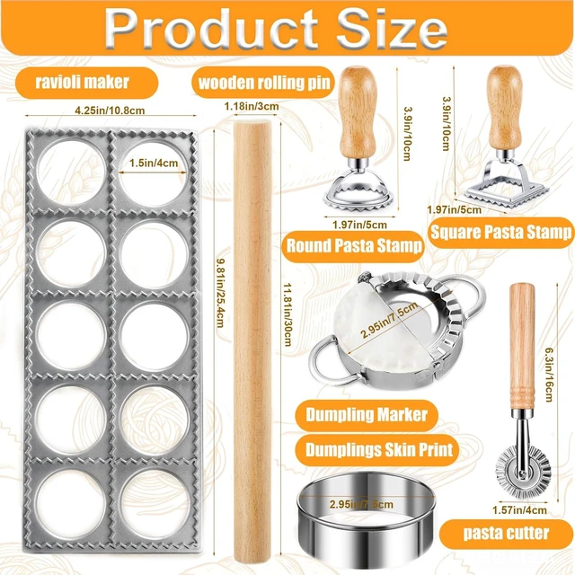 Stamp Making Tools 8 Piece Ravioli Press Mold Set,Pasta Making Tools, Ravioli Kit Include ...