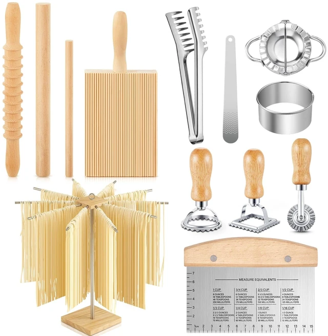 Main image of Tioncy 13 Pcs Pasta Making Tool Include Stainless Steel Pasta Drying Rack