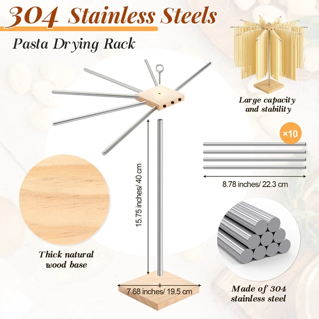 Alt view image 2 of 7 - Tioncy 13 Pcs Pasta Making Tool Include Stainless Steel Pasta Drying Rack