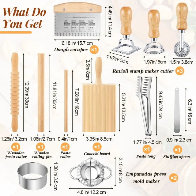 Alt view image 3 of 7 - Tioncy 13 Pcs Pasta Making Tool Include Stainless Steel Pasta Drying Rack