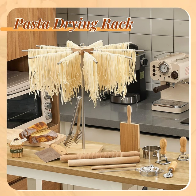 Alt view image 6 of 7 - Tioncy 13 Pcs Pasta Making Tool Include Stainless Steel Pasta Drying Rack