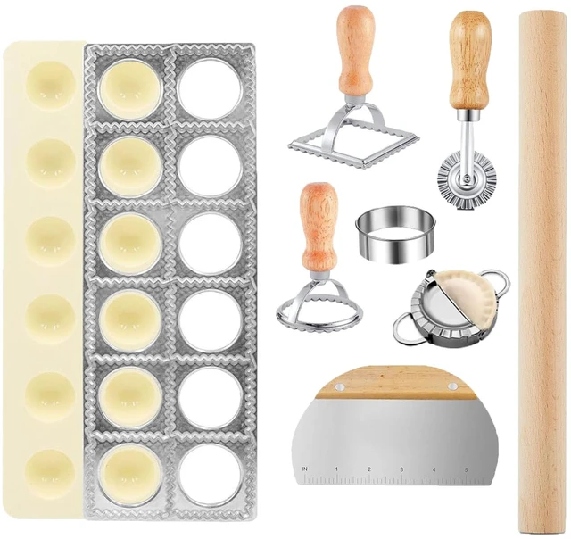 Main image of 8 Pcs Ravioli Mold Set Include Ravioli Maker Press ,Dough Scraper, Dumpling Maker, Ravioli Maker Cutter set,Pasta Making Kit for Ravioli Press Mold,Suitable for Kitchen Beginners Gift (A)