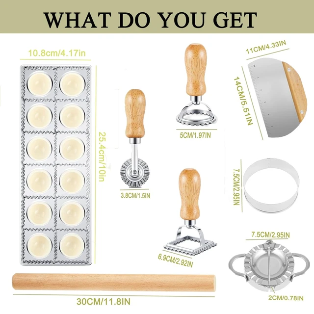 Alt view image 2 of 7 - 8 Pcs Ravioli Mold Set Include Ravioli Maker Press ,Dough Scraper, Dumpling Maker, Ravioli Maker Cutter set,Pasta Making Kit for Ravioli Press Mold,Suitable for Kitchen Beginners Gift (A)