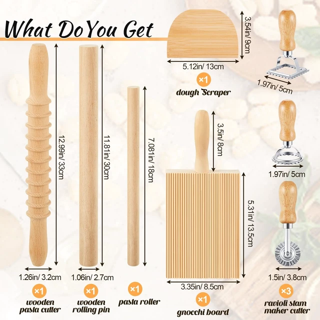 Alt view image 2 of 6 - Tioncy 9 Pcs Pasta Making Tools Set, Wooden Gnocchi Board Potato Ricer