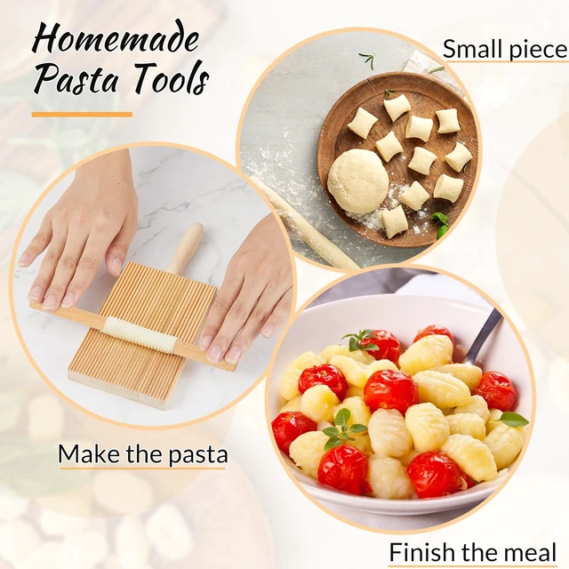 Alt view image 4 of 7 - 4 Set Gnocchi Board Wood Pasta Board Beechwood with 4 Pieces Roller
