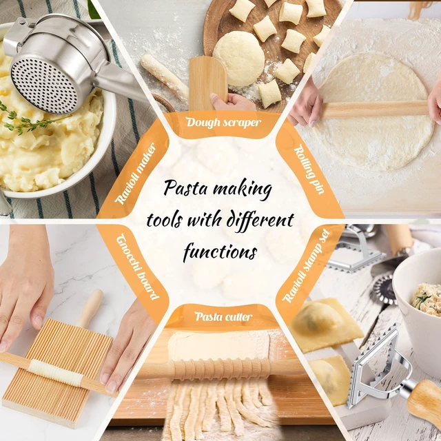 Alt view image 4 of 6 - Tioncy 9 Pcs Pasta Making Tools Set, Wooden Gnocchi Board Potato Ricer