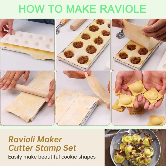 Alt view image 5 of 7 - 8 Pcs Ravioli Mold Set Include Ravioli Maker Press ,Dough Scraper, Dumpling Maker, Ravioli Maker Cutter set,Pasta Making Kit for Ravioli Press Mold,Suitable for Kitchen Beginners Gift (A)