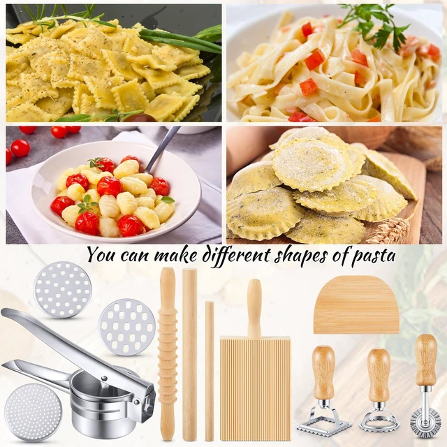 Alt view image 5 of 6 - Tioncy 9 Pcs Pasta Making Tools Set, Wooden Gnocchi Board Potato Ricer