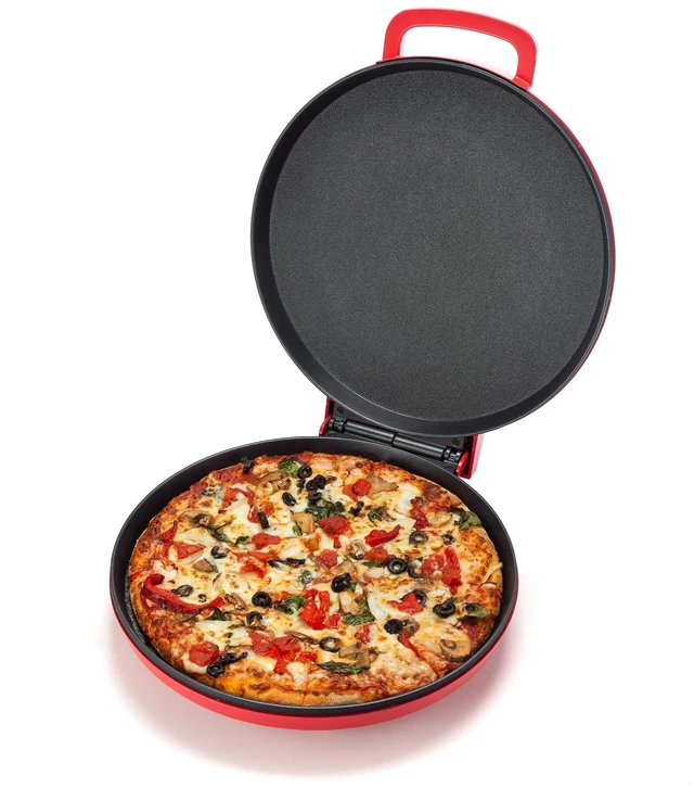 Alt view image 6 of 7 - Zenith Versa Grill Non-Stick Pizza Maker Machine For Home, Calzone Maker, Pizza Oven Converts to Electric indoor Grill, Red