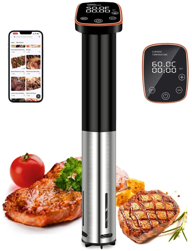 Main image of Sous Vide Machine, WiFi APP Recipes Included, Sous Vide Cooker 1100W, Immersion Circulator Precisional Cooker with Accurate Temperature, Ultra Quiet, IPX7 Waterproof, Fast Heating and Time Control