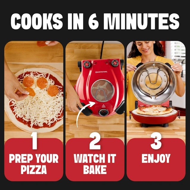 Alt view image 5 of 7 - PIEZANO Crispy Crust Pizza Oven by Granitestone 12 Inch Electric Pizza Oven Indoor Countertop Maker with Ceramic Stone Heats up to 800F for Delicious Stone Baked Pizzeria Style Pizza at Home