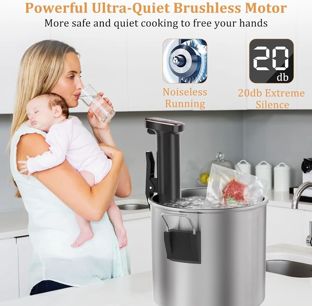Alt view image 4 of 7 - Sous Vide Machine, WiFi APP Recipes Included, Sous Vide Cooker 1100W, Immersion Circulator Precisional Cooker with Accurate Temperature, Ultra Quiet, IPX7 Waterproof, Fast Heating and Time Control