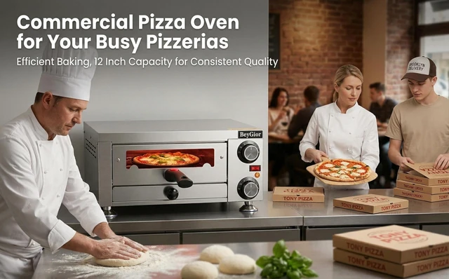 Alt view image 4 of 7 - Electric Pizza Oven Indoor,12 inch Countertop Pizza Maker with Viewing Window,Stainless Steel Commercial Pizza Oven, Removable Handle,Dual Baking Trays and Oven Mitts