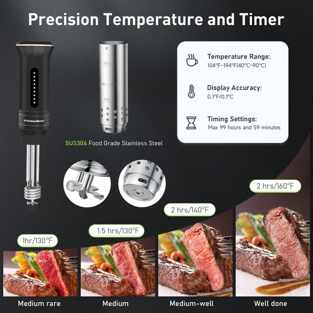 Alt view image 3 of 7 - KitchenBoss Wifi Sous Vide Cooker Ultra-quiet 1100W Sous Vide G300PT