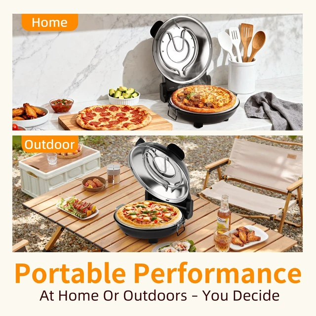 Alt view image 5 of 7 - Electric-Pizza-Oven, 12'' Indoor-Electric-Pizza-Maker, 1200W, Black