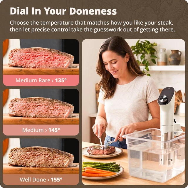 Alt view image 2 of 7 - Greater Goods Sous Vide Cooker, 1100W, No App or WiFi Needed (Birch White)