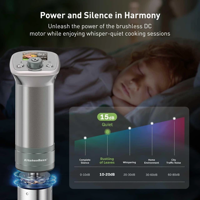 Alt view image 3 of 7 - KitchenBoss WiFi Sous Vide Cooker Ultra-quiet 1100W Sous Vide G320PS