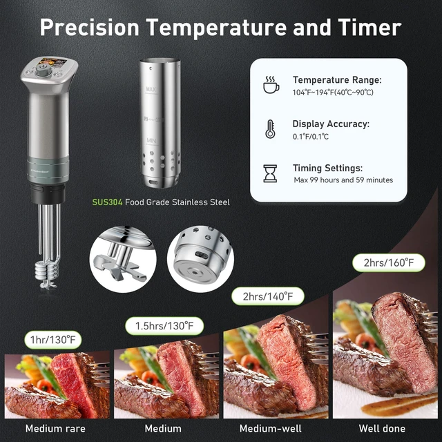 Alt view image 4 of 7 - KitchenBoss WiFi Sous Vide Cooker Ultra-quiet 1100W Sous Vide G320PS
