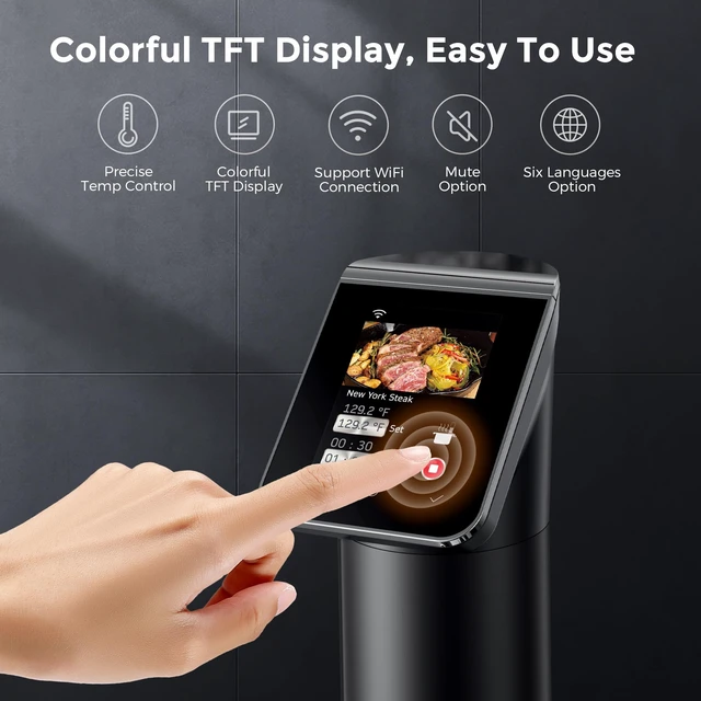 Alt view image 2 of 7 - KitchenBoss WiFi Sous Vide Cooker Ultra-quiet 1100W Sous Vide G330