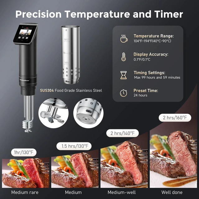 Alt view image 5 of 7 - KitchenBoss WiFi Sous Vide Cooker Ultra-quiet 1100W Sous Vide G330