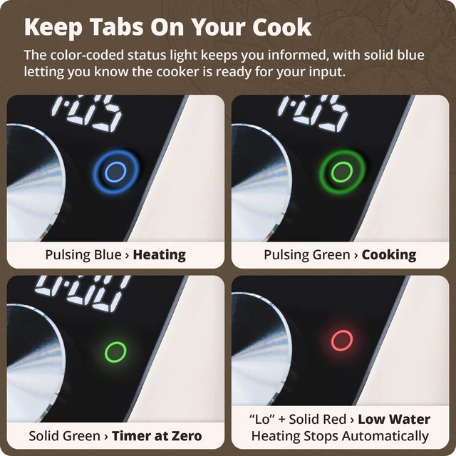 Alt view image 6 of 7 - Greater Goods Sous Vide Cooker, 1100W, No App or WiFi Needed (Birch White)
