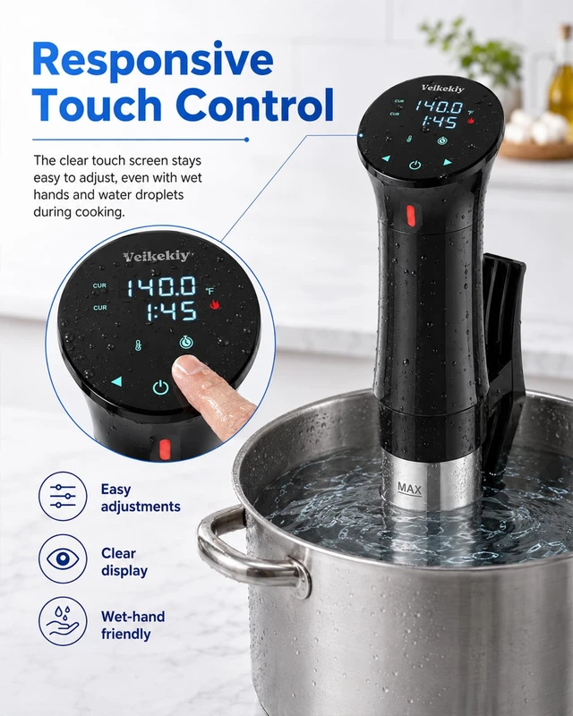 Alt view image 4 of 7 - 1100W Sous Vide Cooker with Precision Temperature Control & Digital Timer