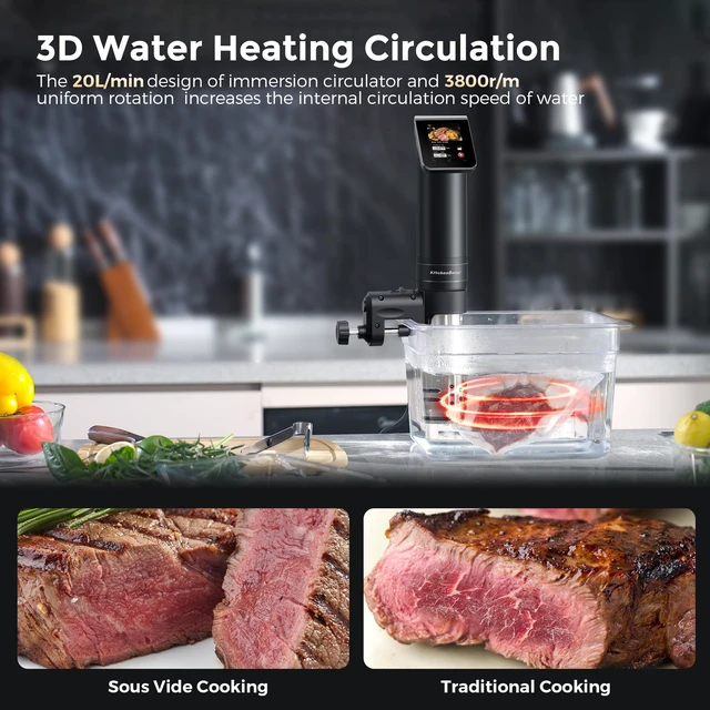 Alt view image 7 of 7 - KitchenBoss WiFi Sous Vide Cooker Ultra-quiet 1100W Sous Vide G330