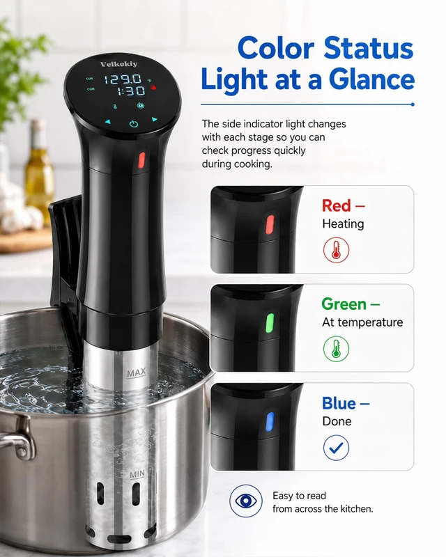 Alt view image 7 of 7 - 1100W Sous Vide Cooker with Precision Temperature Control & Digital Timer