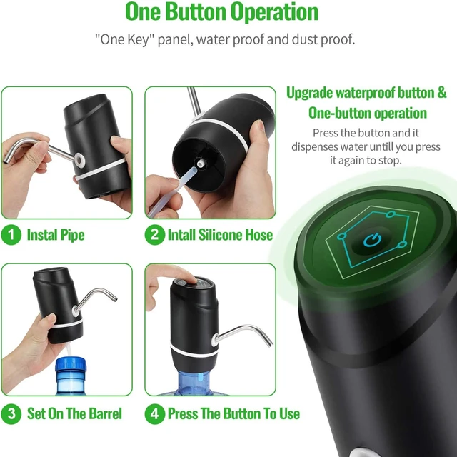 Alt view image 2 of 7 - 5 Gallon Electric Drinking Portable Water Dispenser, Universal USB Charging Water Bottle Pump For 2-5 Gallon With 2 Silicone