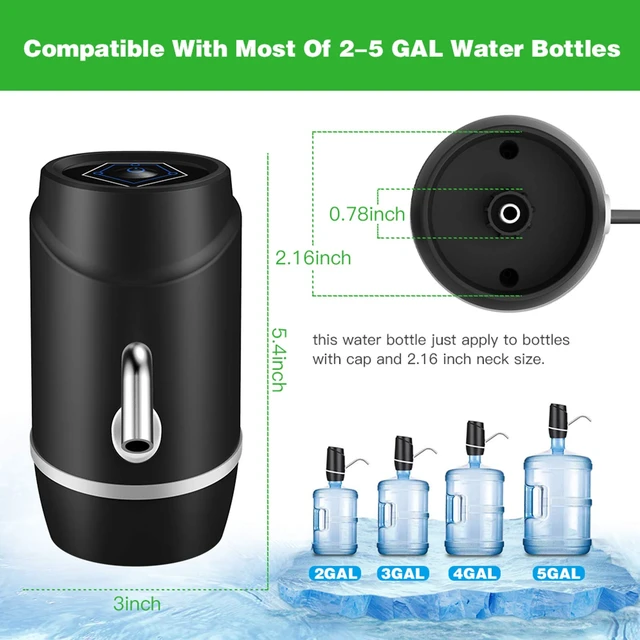 Alt view image 4 of 7 - 5 Gallon Electric Drinking Portable Water Dispenser, Universal USB Charging Water Bottle Pump For 2-5 Gallon With 2 Silicone