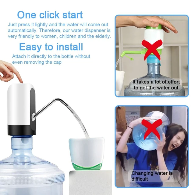 Alt view image 4 of 7 - 5 Gallon Water Dispenser Automatic contactless Electric Portable Drinking Water Bottle Pump,Smart USB Charging, for Camping Rechargeable 5 Gallon jug Pump (Black)