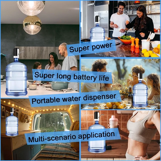 Alt view image 5 of 7 - 5 Gallon Water Dispenser Automatic contactless Electric Portable Drinking Water Bottle Pump,Smart USB Charging, for Camping Rechargeable 5 Gallon jug Pump (Black)