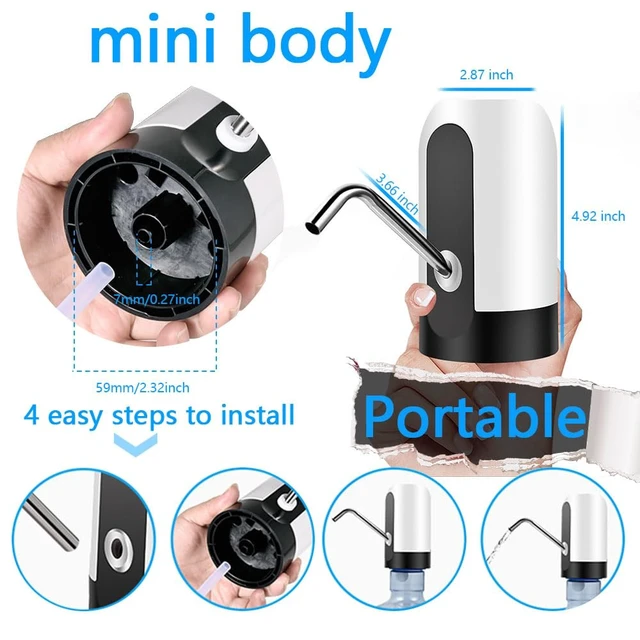 Alt view image 6 of 7 - 5 Gallon Water Dispenser Automatic contactless Electric Portable Drinking Water Bottle Pump,Smart USB Charging, for Camping Rechargeable 5 Gallon jug Pump (Black)