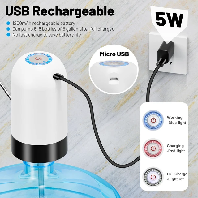 Alt view image 7 of 7 - Myvision 5 Gallon Water Dispenser,Portable USB Charging Water Bottle Pump